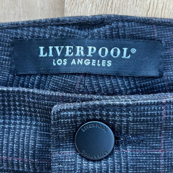LIVERPOOL PLAID CROPPED DRESS PANTS WOMEN’S 14/32 Petite Gray High Rise Stretch - Picture 2 of 15